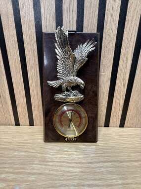 Vintage A&P Alaska Souvenir Wall Thermometer with Eagle Plaque